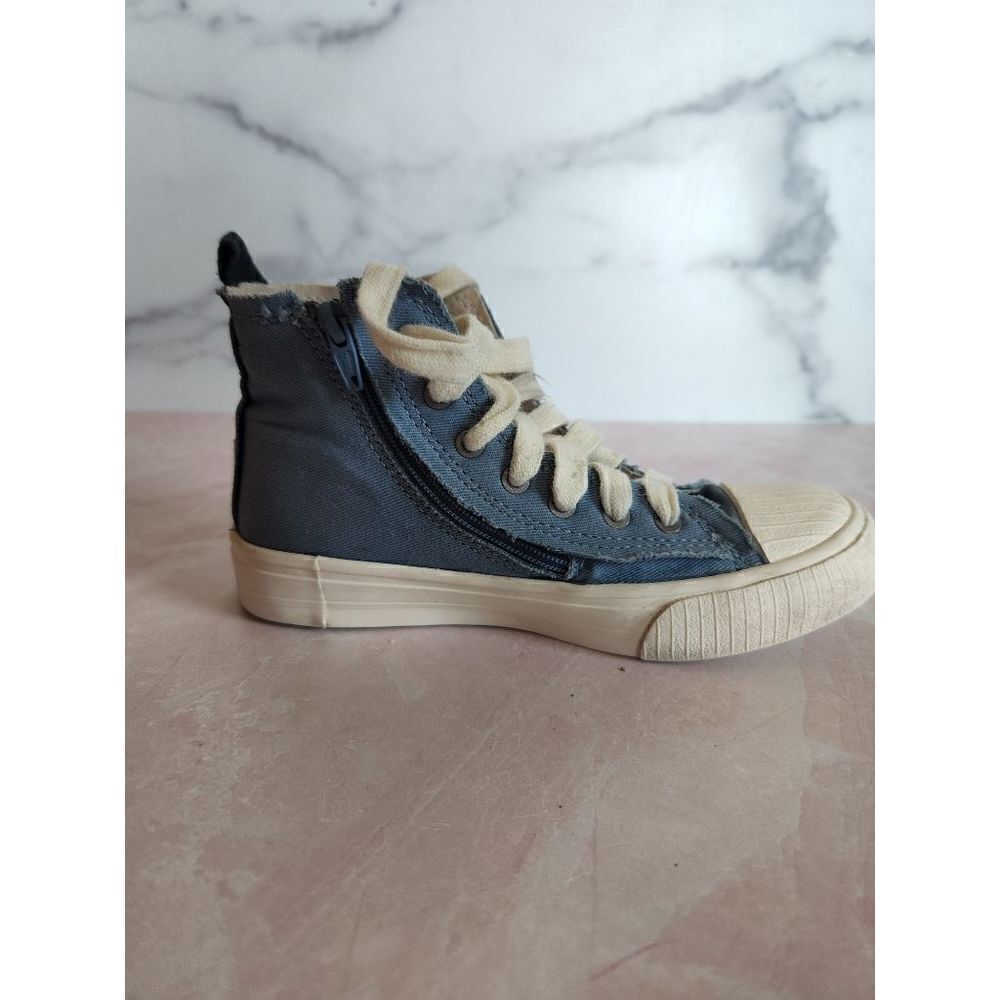 Zara 30 or 12.5 boys high top fabric rubber sneaker blue Auggie embroidery Augus